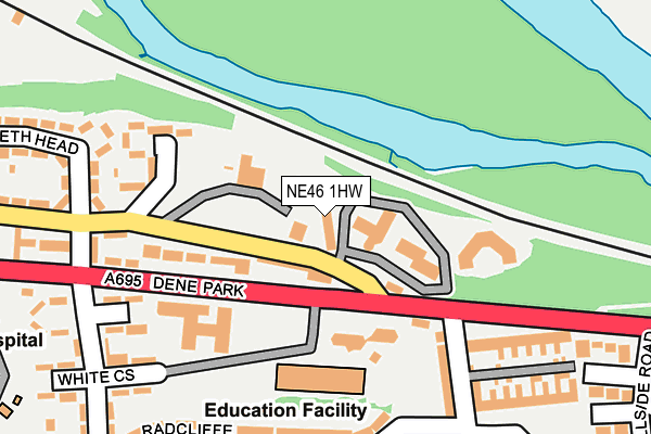 NE46 1HW map - OS OpenMap – Local (Ordnance Survey)