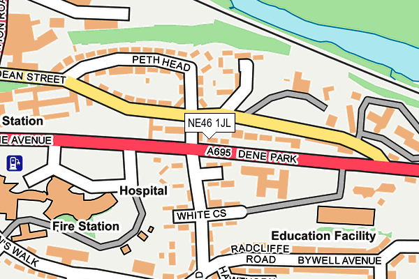 NE46 1JL map - OS OpenMap – Local (Ordnance Survey)