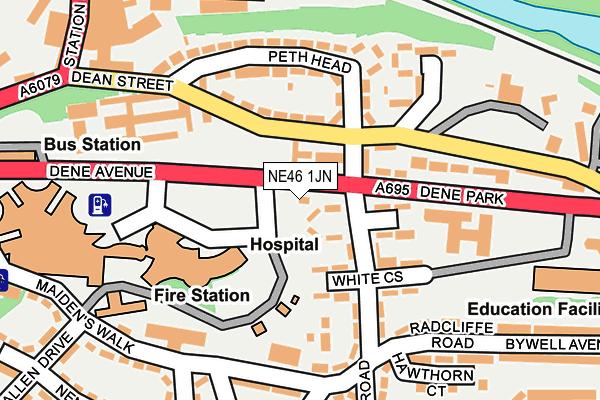 NE46 1JN map - OS OpenMap – Local (Ordnance Survey)