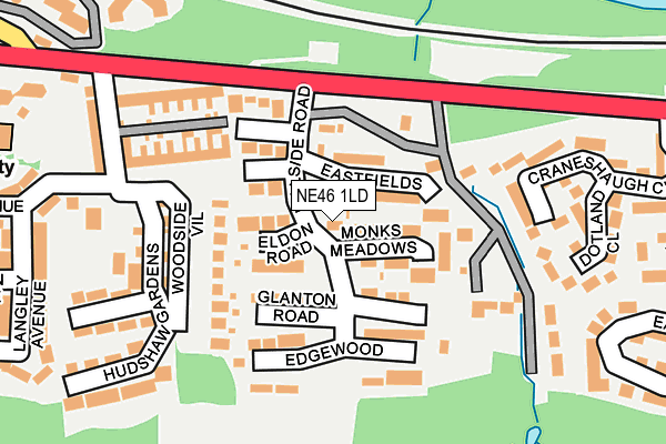 NE46 1LD map - OS OpenMap – Local (Ordnance Survey)