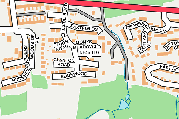 NE46 1LG map - OS OpenMap – Local (Ordnance Survey)