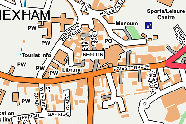 NE46 1LN map - OS OpenMap – Local (Ordnance Survey)