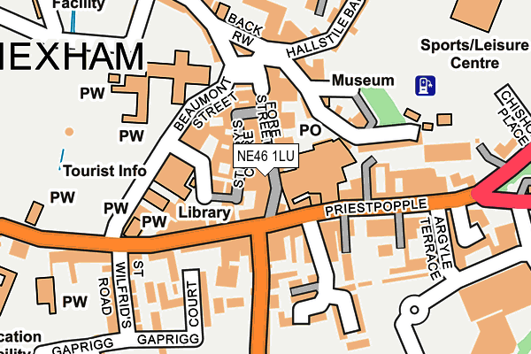 NE46 1LU map - OS OpenMap – Local (Ordnance Survey)