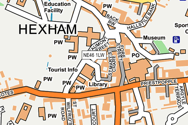 NE46 1LW map - OS OpenMap – Local (Ordnance Survey)