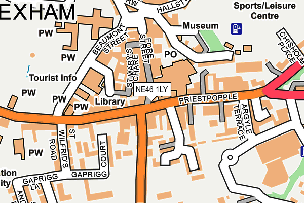 NE46 1LY map - OS OpenMap – Local (Ordnance Survey)