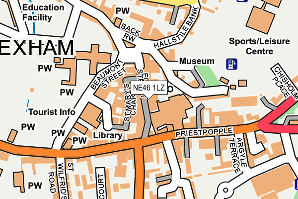 NE46 1LZ map - OS OpenMap – Local (Ordnance Survey)