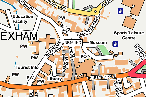 NE46 1ND map - OS OpenMap – Local (Ordnance Survey)