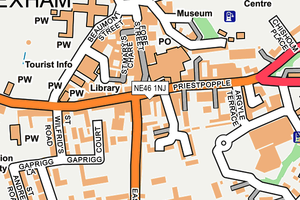 NE46 1NJ map - OS OpenMap – Local (Ordnance Survey)