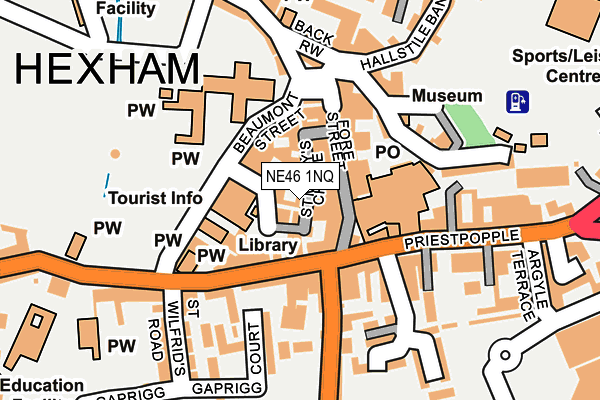 NE46 1NQ map - OS OpenMap – Local (Ordnance Survey)