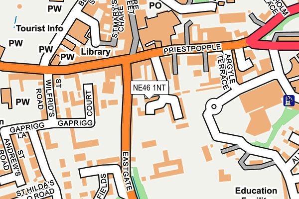 NE46 1NT map - OS OpenMap – Local (Ordnance Survey)