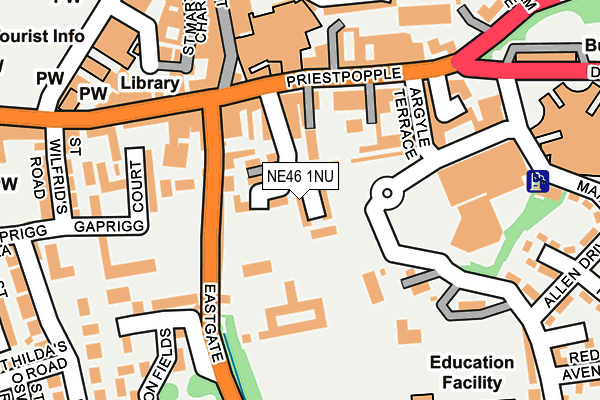 NE46 1NU map - OS OpenMap – Local (Ordnance Survey)