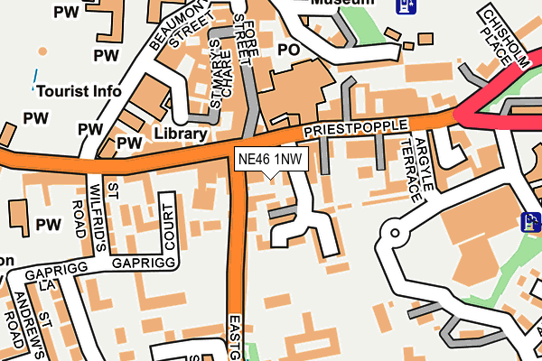 NE46 1NW map - OS OpenMap – Local (Ordnance Survey)