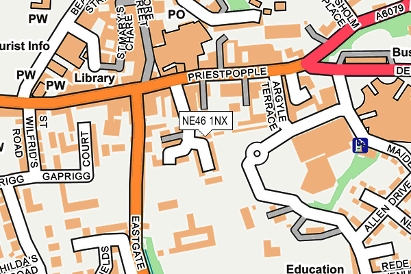 NE46 1NX map - OS OpenMap – Local (Ordnance Survey)
