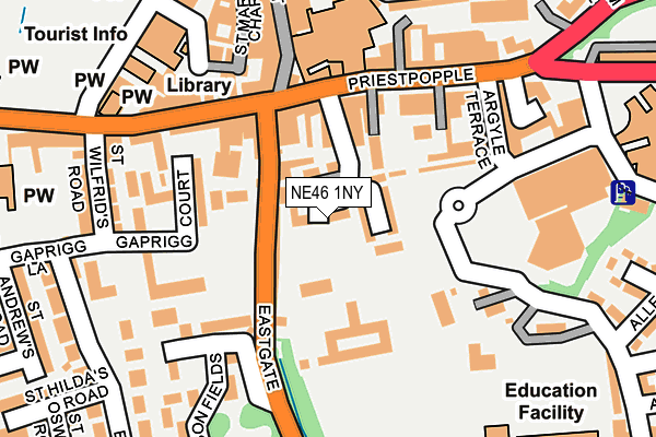 NE46 1NY map - OS OpenMap – Local (Ordnance Survey)