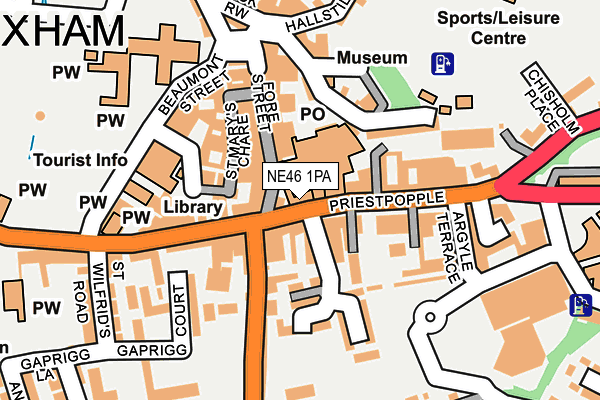 NE46 1PA map - OS OpenMap – Local (Ordnance Survey)