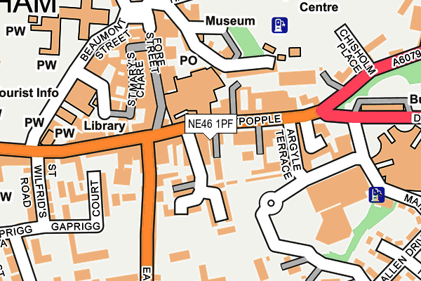 NE46 1PF map - OS OpenMap – Local (Ordnance Survey)