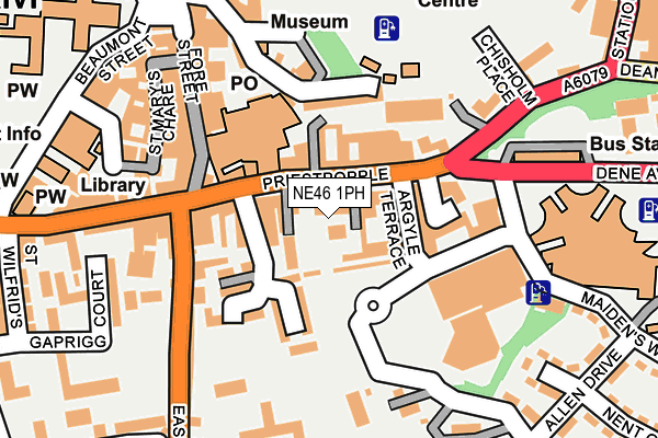 NE46 1PH map - OS OpenMap – Local (Ordnance Survey)