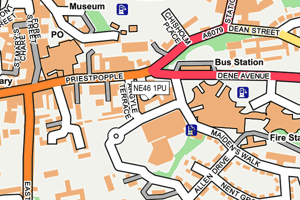 NE46 1PU map - OS OpenMap – Local (Ordnance Survey)