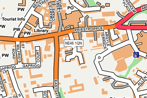 NE46 1QN map - OS OpenMap – Local (Ordnance Survey)
