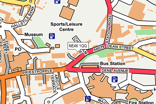 NE46 1QQ map - OS OpenMap – Local (Ordnance Survey)