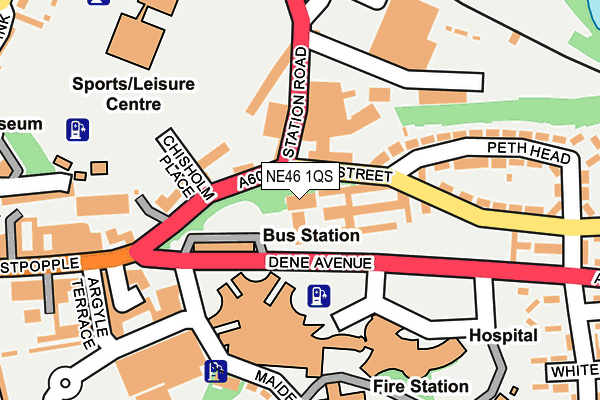 NE46 1QS map - OS OpenMap – Local (Ordnance Survey)