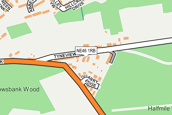 NE46 1RB map - OS OpenMap – Local (Ordnance Survey)