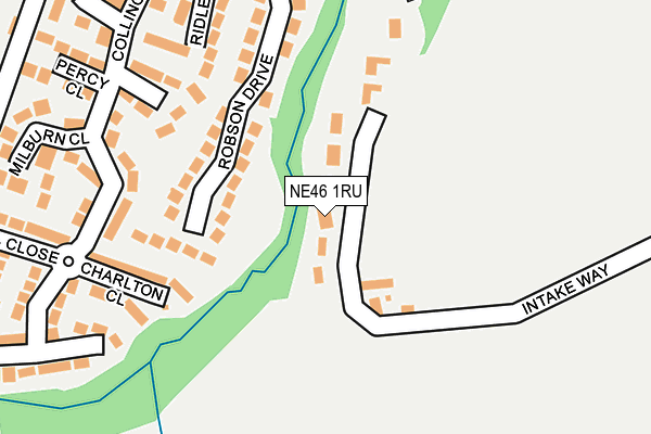 NE46 1RU map - OS OpenMap – Local (Ordnance Survey)