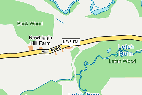 NE46 1TA map - OS OpenMap – Local (Ordnance Survey)