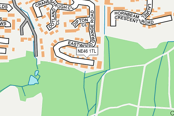 NE46 1TL map - OS OpenMap – Local (Ordnance Survey)