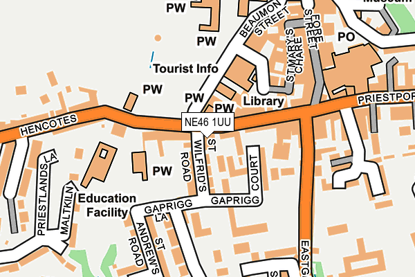NE46 1UU map - OS OpenMap – Local (Ordnance Survey)
