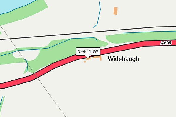 NE46 1UW map - OS OpenMap – Local (Ordnance Survey)