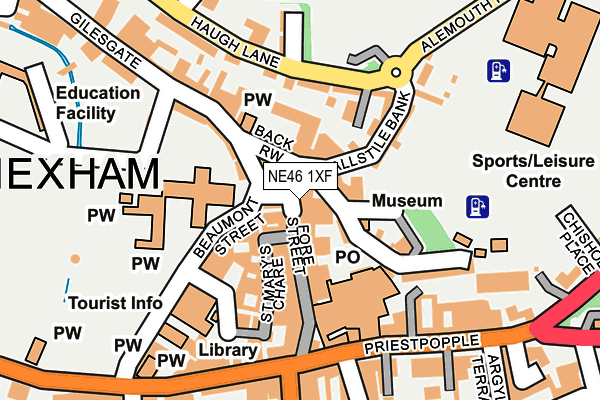 NE46 1XF map - OS OpenMap – Local (Ordnance Survey)