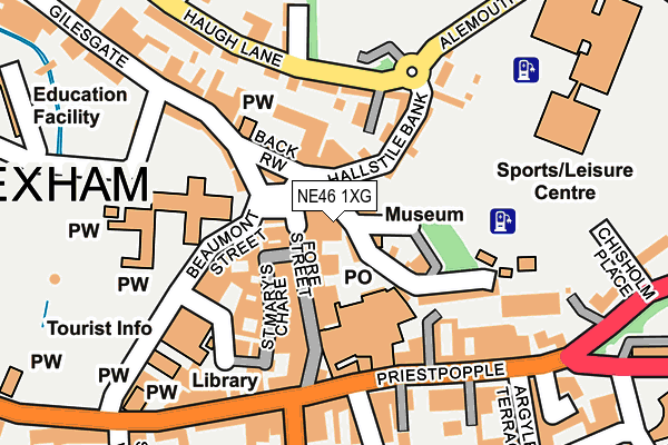 NE46 1XG map - OS OpenMap – Local (Ordnance Survey)