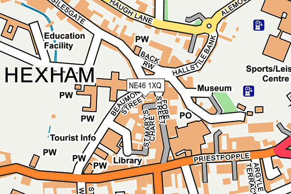 NE46 1XQ map - OS OpenMap – Local (Ordnance Survey)