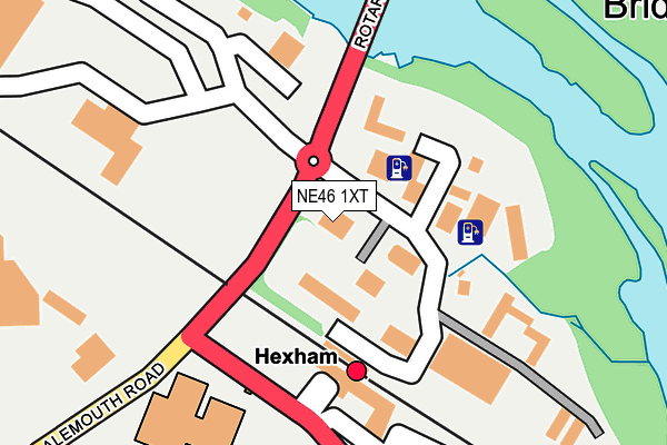 NE46 1XT map - OS OpenMap – Local (Ordnance Survey)