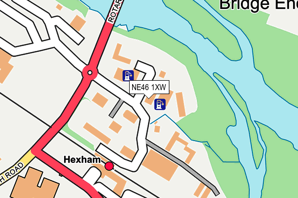 NE46 1XW map - OS OpenMap – Local (Ordnance Survey)