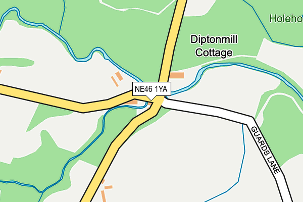 NE46 1YA map - OS OpenMap – Local (Ordnance Survey)