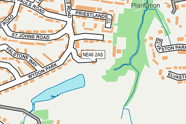 NE46 2AS map - OS OpenMap – Local (Ordnance Survey)