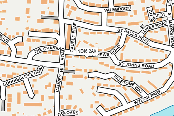 NE46 2AX map - OS OpenMap – Local (Ordnance Survey)