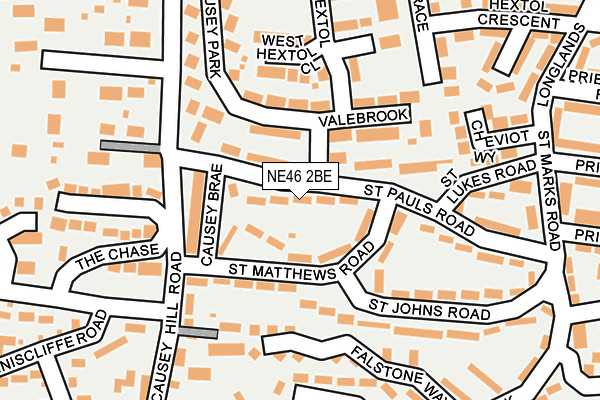 NE46 2BE map - OS OpenMap – Local (Ordnance Survey)