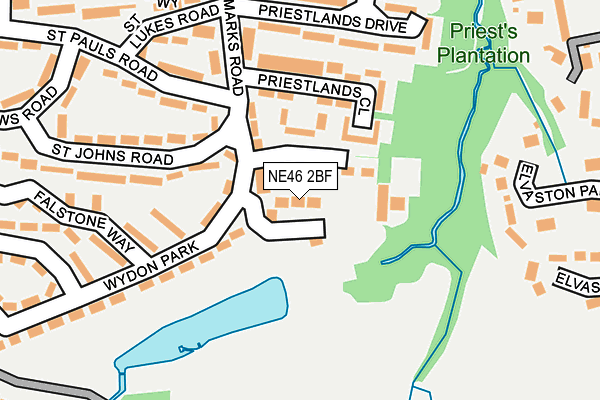 NE46 2BF map - OS OpenMap – Local (Ordnance Survey)