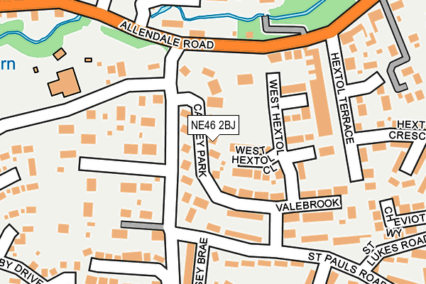 NE46 2BJ map - OS OpenMap – Local (Ordnance Survey)