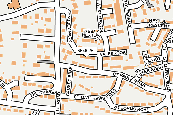 NE46 2BL map - OS OpenMap – Local (Ordnance Survey)