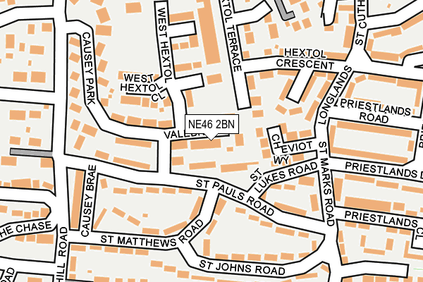 NE46 2BN map - OS OpenMap – Local (Ordnance Survey)