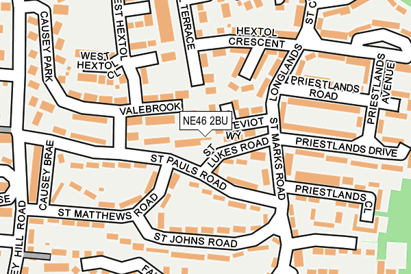 NE46 2BU map - OS OpenMap – Local (Ordnance Survey)