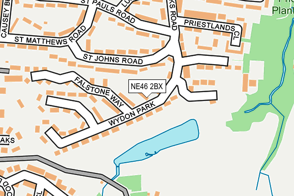 NE46 2BX map - OS OpenMap – Local (Ordnance Survey)