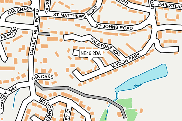 NE46 2DA map - OS OpenMap – Local (Ordnance Survey)