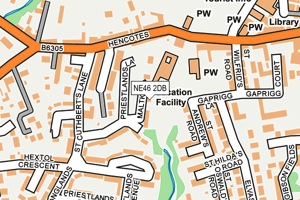 NE46 2DB map - OS OpenMap – Local (Ordnance Survey)