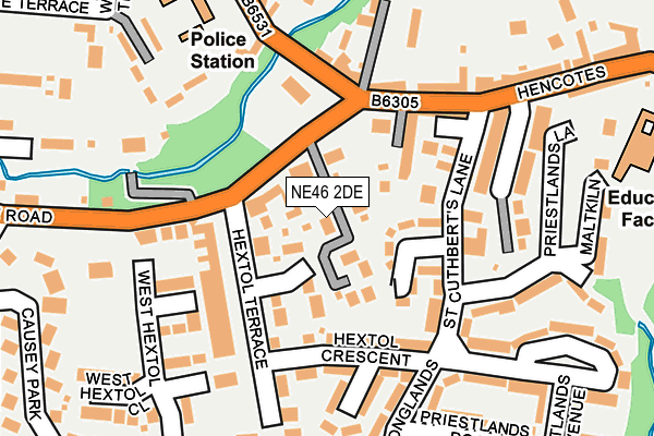 NE46 2DE map - OS OpenMap – Local (Ordnance Survey)