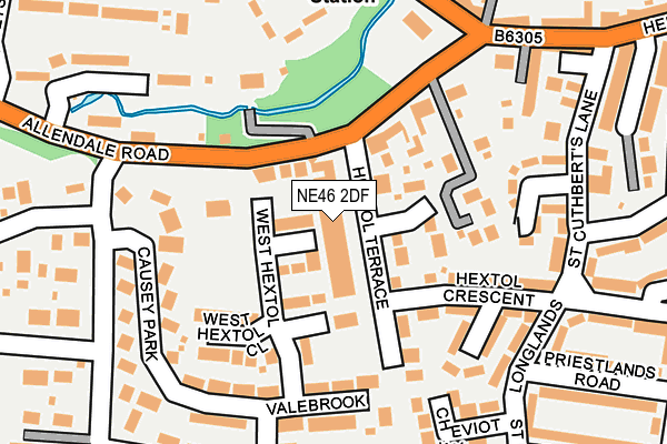 NE46 2DF map - OS OpenMap – Local (Ordnance Survey)
